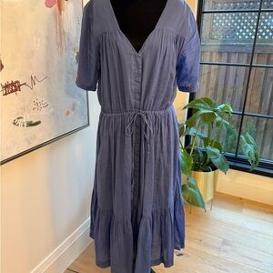 Trovata Indigo Midi Dress with V-Neck